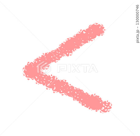 Hand drawn chalk less than bracket with rough sketch style forms pink character. Left font symbol and punctuation element create clean icon. Abstract artistic element, modern and simple template. 130000746