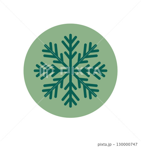 Green round snowflake sticker with outline...のイラスト素材 [130000747] - PIXTA
