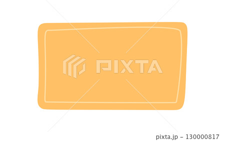 Organic hand drawn rectangle frame with quote patch and soft blob form. Banner shape as abstract textbox, warm color background for card or label in freehand style. 130000817
