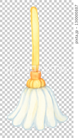モップ 掃除道具 水彩イラスト PNG透過背景 130000887