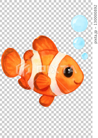 カクレクマノミ 水彩イラスト PNG透過背景 130000892