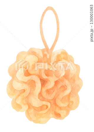 水彩イラスト バススポンジ PNG透過背景 お風呂グッズ 130001063