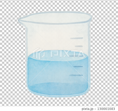 ビーカー 水彩イラスト PNG 透過背景 130001083