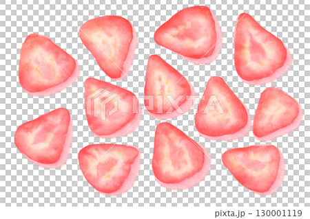 Strawberry slice watercolor illustration PNG transparent background 130001119