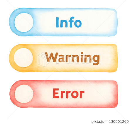 情報と警告とエラーのカラフルメッセージフレーム 水彩イラスト PNG 透過背景 情報と警告とエラーのカラフルメッセージフレーム 水彩イラスト PNG 透過背景 130001269