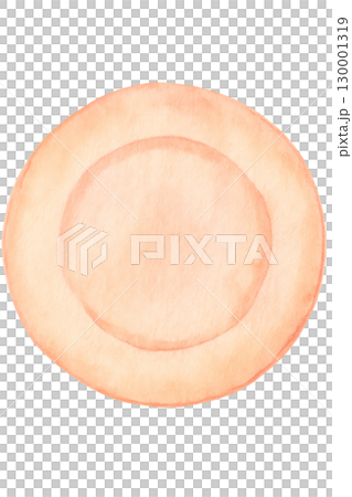 パステルピーチ色の皿 水彩イラスト PNG 透過背景 130001319