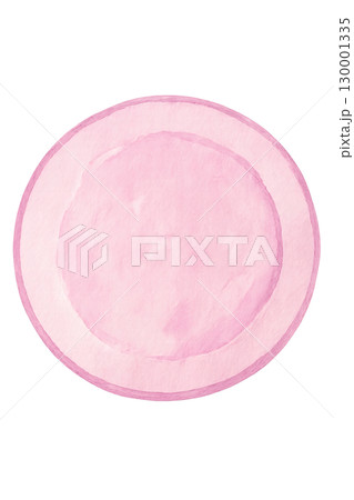パステルピンクの皿 水彩イラスト PNG 透過背景 130001335