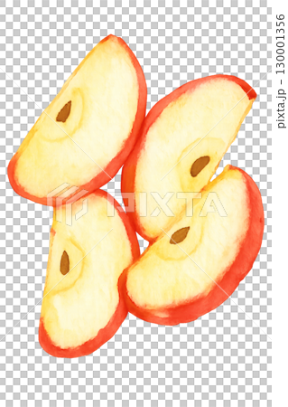蘋果切水彩插畫PNG透明背景 130001356