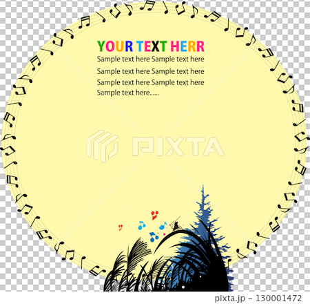 満月,秋,お月見,鈴虫,音楽フレーム 130001472