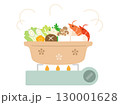 カセットコンロで調理しているお鍋のイラスト 130001628