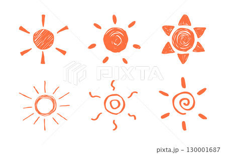 手書き・シンプルな太陽のアイコンセット 手書き・シンプルな太陽のアイコンセット 130001687