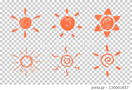 手書き・シンプルな太陽のアイコンセット 手書き・シンプルな太陽のアイコンセット 130001687