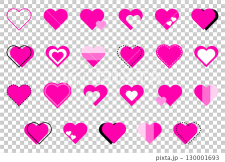 Simple heart symbol set pink Simple heart symbol set pink 130001693
