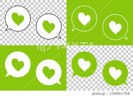 Simple speech bubble set, heart symbol, yellow-green 130001708