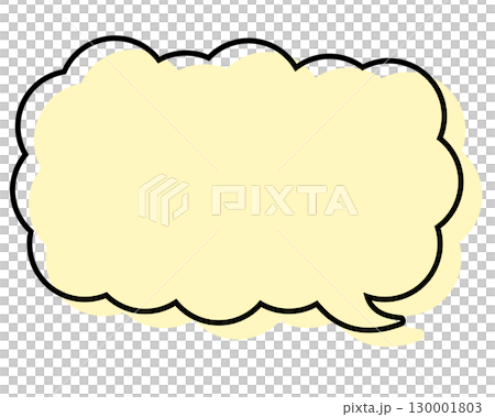 A simple speech bubble with misaligned lines, a long, thin cloud shape 130001803