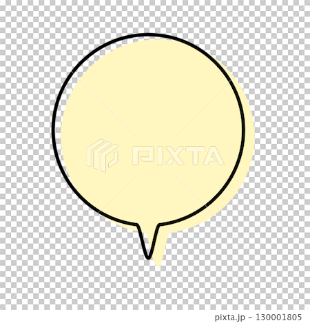 一個簡單的對話框，線條錯位，呈圓形向下指向 130001805