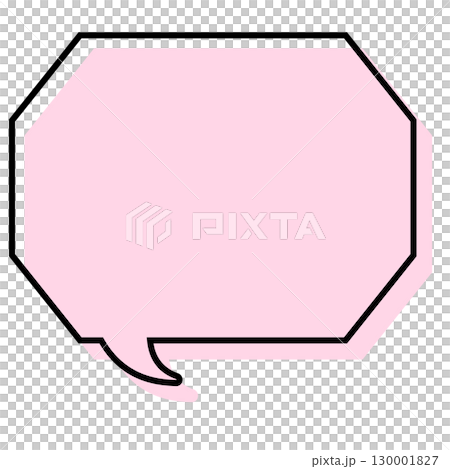シンプルな線がずれた吹き出し　角のある八角形 130001827