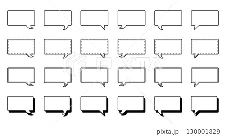 シンプルな四角形の吹き出し セット 130001829