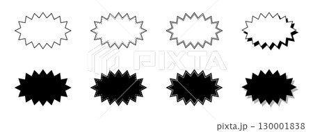 シンプルな細長いギザギザした形 吹き出し セット 130001838