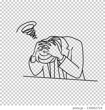 Stock Illustration: Line drawing of a depressed businessman vector illustration 130002724