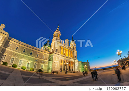 Madrid Spain, night city skyline at Cathedral de la Almudena Madrid Spain, night city skyline at Cathedral de la Almudena 130002757