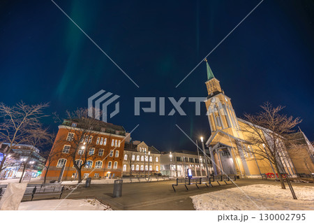 Tromso Norway, aurora borealis northern lights at Tromso Cathedral Tromso Norway, aurora borealis northern lights at Tromso Cathedral 130002795
