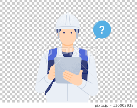 建設DX・i-Construction タブレットで現場管理をする男性作業員のベクターイラスト素材 建設DX・i-Construction タブレットで現場管理をする男性作業員のベクターイラスト素材 130002938