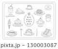 カフェメニュー イラストセット 白黒 130003087