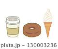 カフェメニュー イラスト ドーナツとソフトクリームと珈琲 130003236