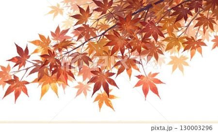 白い背景と紅葉の葉のドット絵のイラスト 130003296