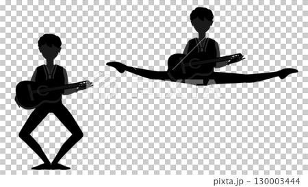 ダンサーのシルエットのイラストセット_バレエ「ドン・キホーテ」バジル役を踊るダンサーのイメージ 130003444
