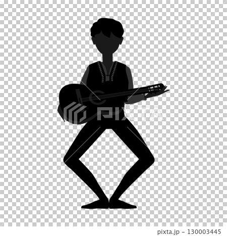ダンサーのシルエットのイラスト_バレエ「ドン・キホーテ」バジル役を踊るダンサーのイメージ 130003445