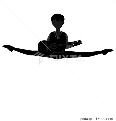 ダンサーのシルエットのイラスト_バレエ「ドン・キホーテ」バジル役を踊るダンサーのイメージ ダンサーのシルエットのイラスト_バレエ「ドン・キホーテ」バジル役を踊るダンサーのイメージ 130003446