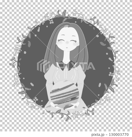 九星気学　四緑木星イメージ女性　モノクロ 130003770