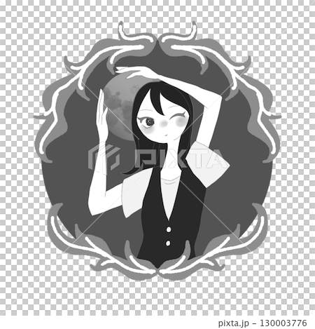 九星気学 九紫火星イメージ女性 モノクロ 九星気学 九紫火星イメージ女性 モノクロ 130003776