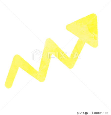シンプルな水彩風の黄色のジグザグ矢印のイラスト 130003856