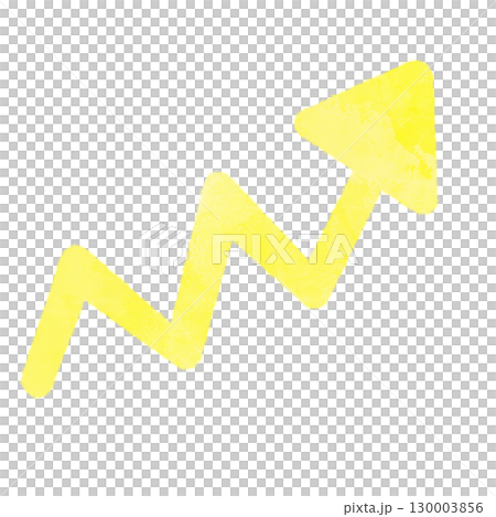 シンプルな水彩風の黄色のジグザグ矢印のイラスト 130003856