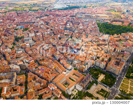 Aerial view of Valladolid cityscape with a modern apartment buildings 130004007