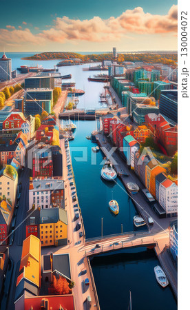 外国のカラフルな街並みイラスト 130004072