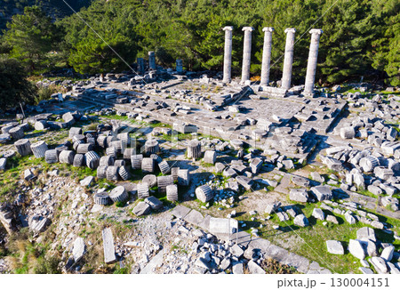 Top view of the temple of Athena Polias in the ancient Priene Top view of the temple of Athena Polias in the ancient Priene 130004151