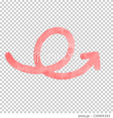 シンプルな水彩風の赤色のくるん矢印のイラスト 130004163