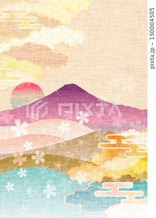 富士山 和柄 年賀状 背景 富士山 和柄 年賀状 背景 130004505