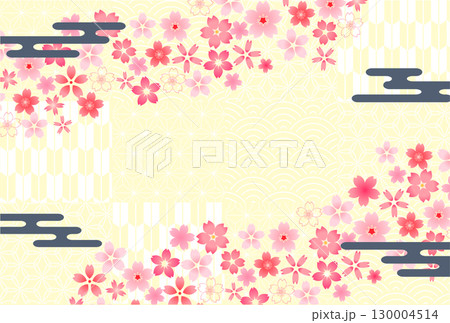 和柄　年賀状　桜　背景 130004514