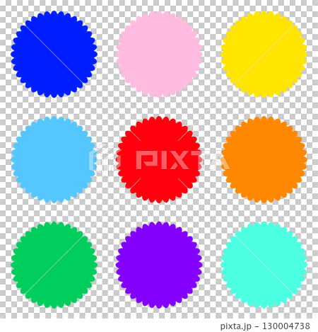 Set of 9 simple jagged circle POPs and frames 130004738