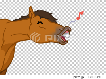 Chestnut-haired smiling horse 130004915