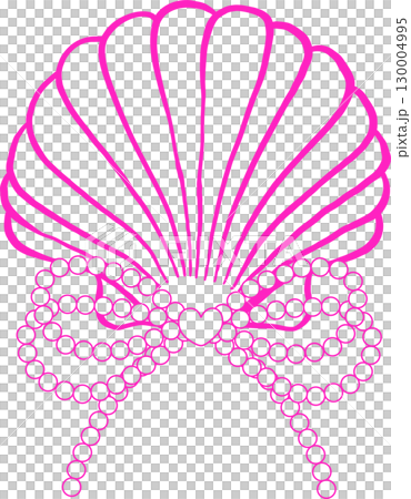 Coquette Pink Seashell with Pearl Ribbon Bow... - Stock Illustration ...