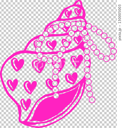 Coquette Pink Curl Seashell with Pearl Ribbon Bow Outline Hand Drawn Coquette Pink Curl Seashell with Pearl Ribbon Bow Outline Hand Drawn 130005003