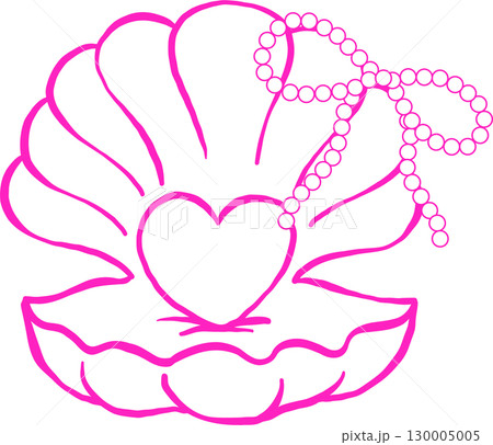 Girly Pearl Ribbon Bow Shell Girly Summer Bow Doodle Outline Hand Drawn 130005005