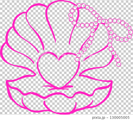 Girly Pearl Ribbon Bow Shell Girly Summer Bow Doodle Outline Hand Drawn 130005005
