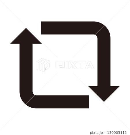 四角い回転矢印(サイクル矢印）のベクターイラスト素材　ループ　黒　単体 130005113